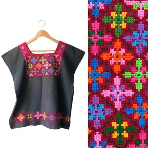 Handwoven Embroidered Colorful Mayan Huipil Authentic Artisan Made M/L